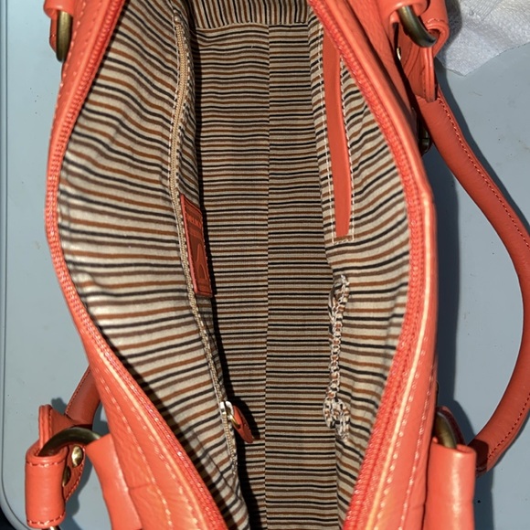 Soprano Ladies Pebble Leather Purse Handbag Satchel Burnt Orange and Dust Bag - Picture 14 of 15